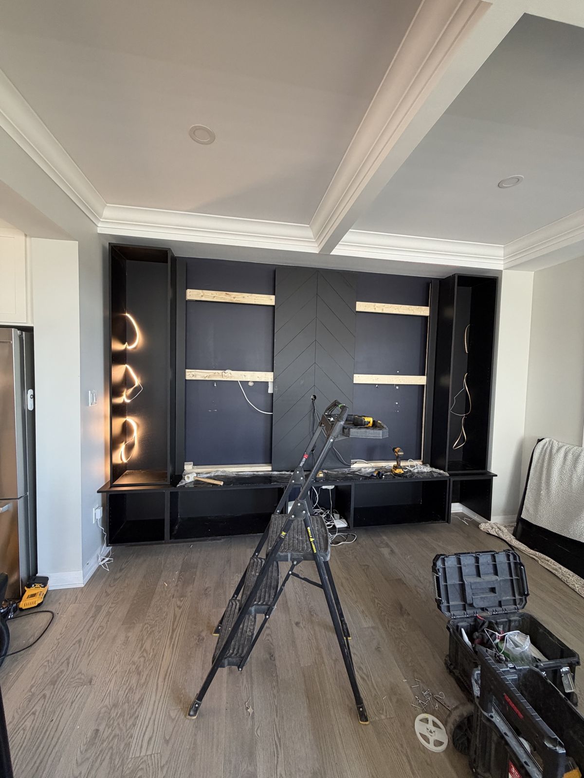 Installing the black media wall