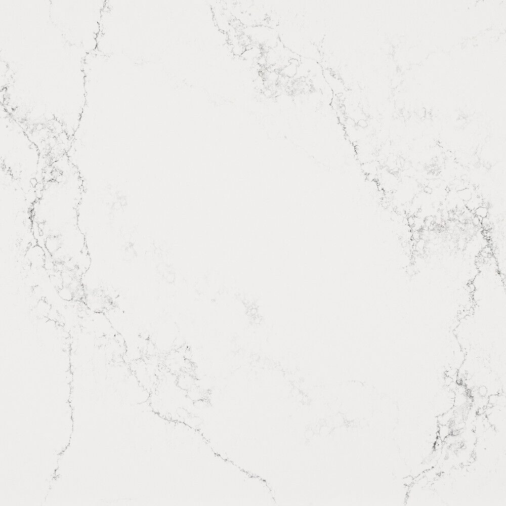Pure White Shadow Vein Quartz — full-slab view