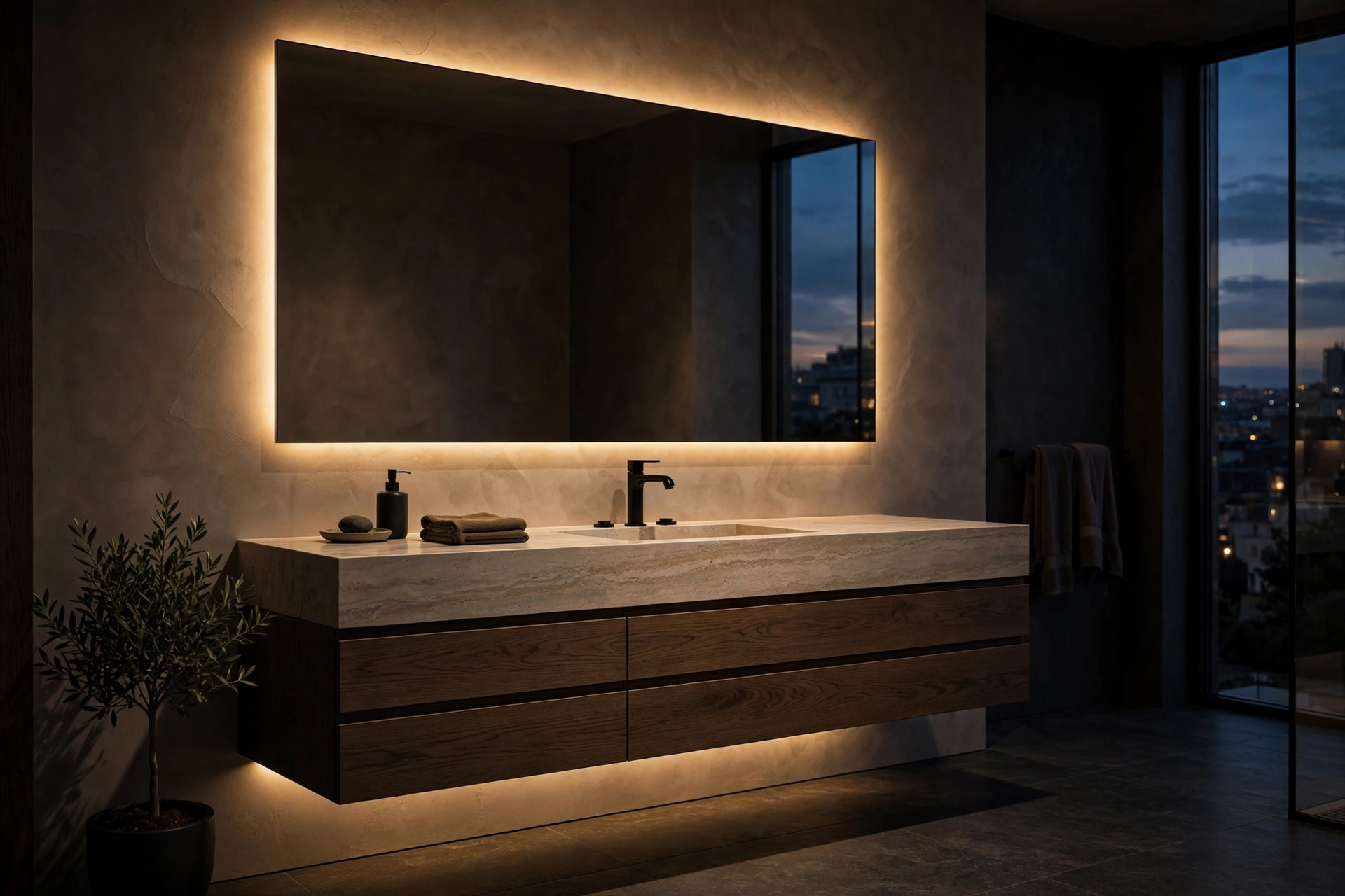 Spa bathroom with custom vanity